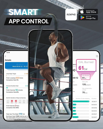 Smart Jump Rope with Counter, App Data Tracking, LCD Display