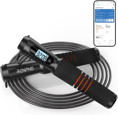 Smart Jump Rope with Counter, App Data Tracking, LCD Display
