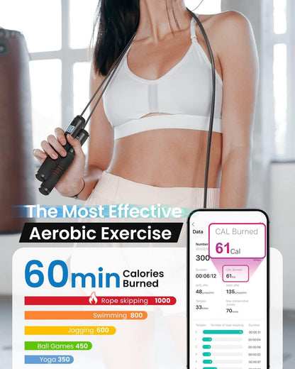 Smart Jump Rope with Counter, App Data Tracking, LCD Display